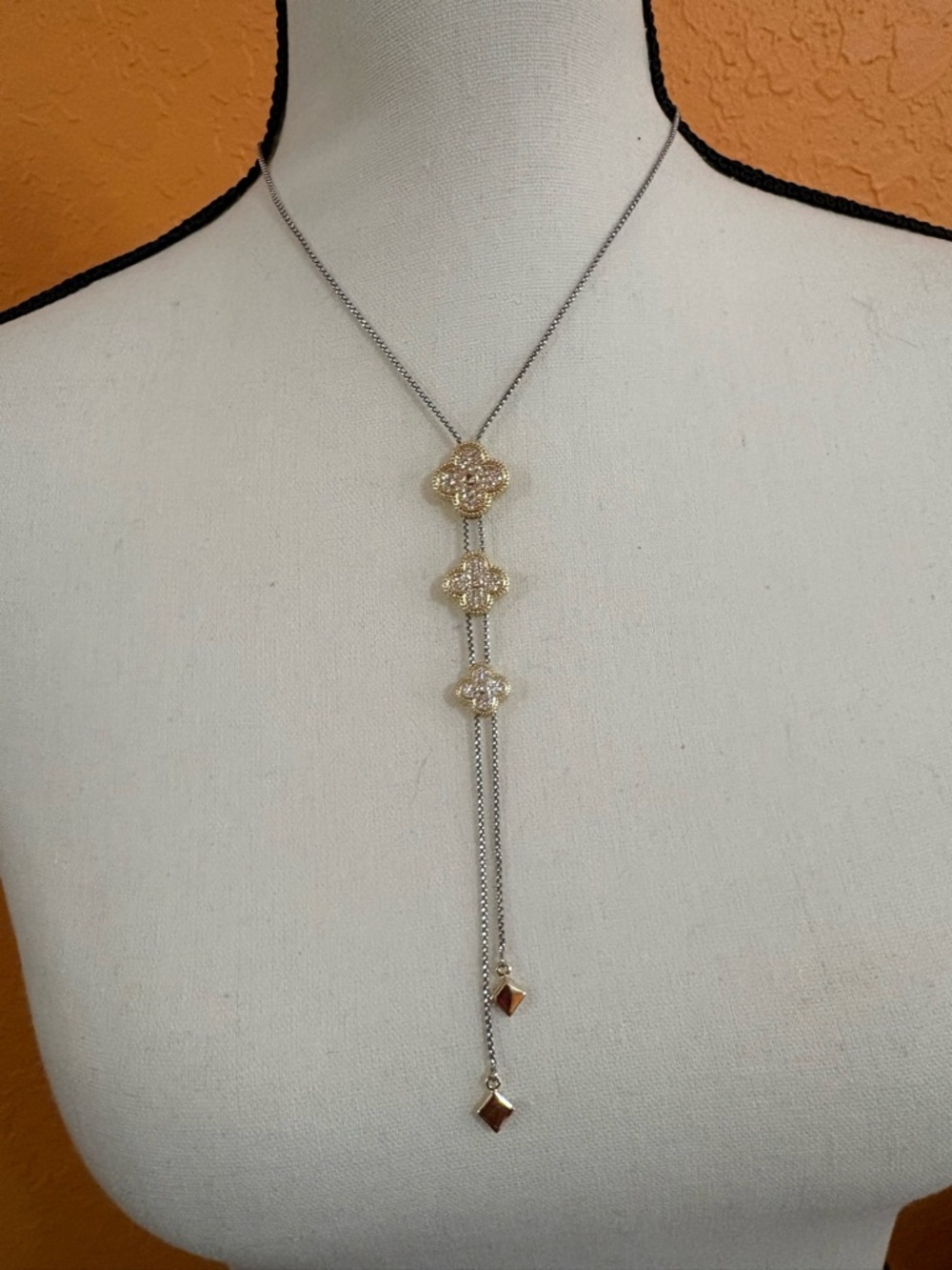 Two-Tone Gold Accent Lariat Necklace